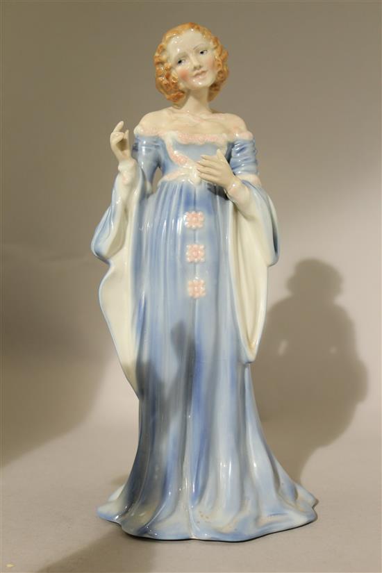 A rare Wade Art Deco underglaze porcelain figure of Juliette, c.1939, 24.5cm